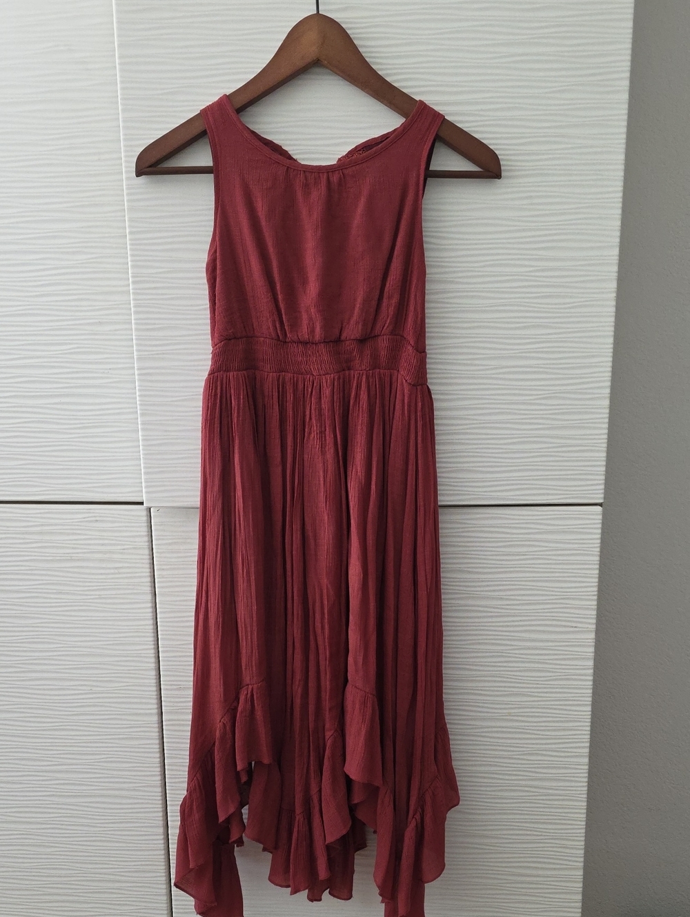 Girls' Sleeveless High-Low Maxi Dress in Rust Red